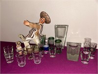 Wine Holder Figurine, Shot Glasses, Cigar Ashtrays