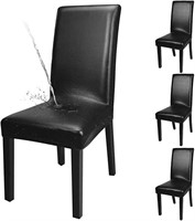 Super Stretch Fit Dining Chair Covers-Black PU