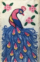 Vintage Chenille Peacock Rug