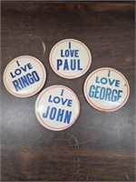 4 round Beatles pins