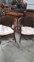 two wicker chairs