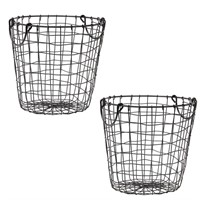 Farmlyn Creek Round Black Wire Laundry Baskets wit