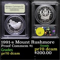 Proof 1991-s Mount Rushmore Modern Commem Dollar $