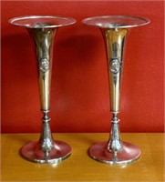 Pr. Antique Redfield & Rice 1879 Silverplate Vases