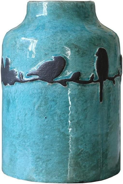 Nordic Bird Ceramic Blue Vase,16 INCH x 2