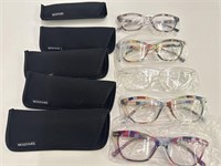 +1.25 reading glasses (5) pairs with cases (new