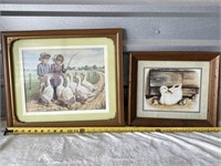 2 Framed Duck and Geese Prints