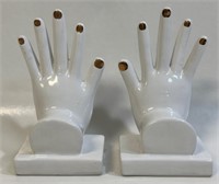 FUNKY PORCELAIN HAND BOOKENDS