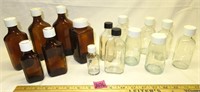 Lot of Glass Medicine Bottles - 1 Sani Glass