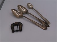 Scrap Sterling Silver 79grams Spoons & Buckle