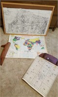 Maps & white board, Delaware County, world atlas