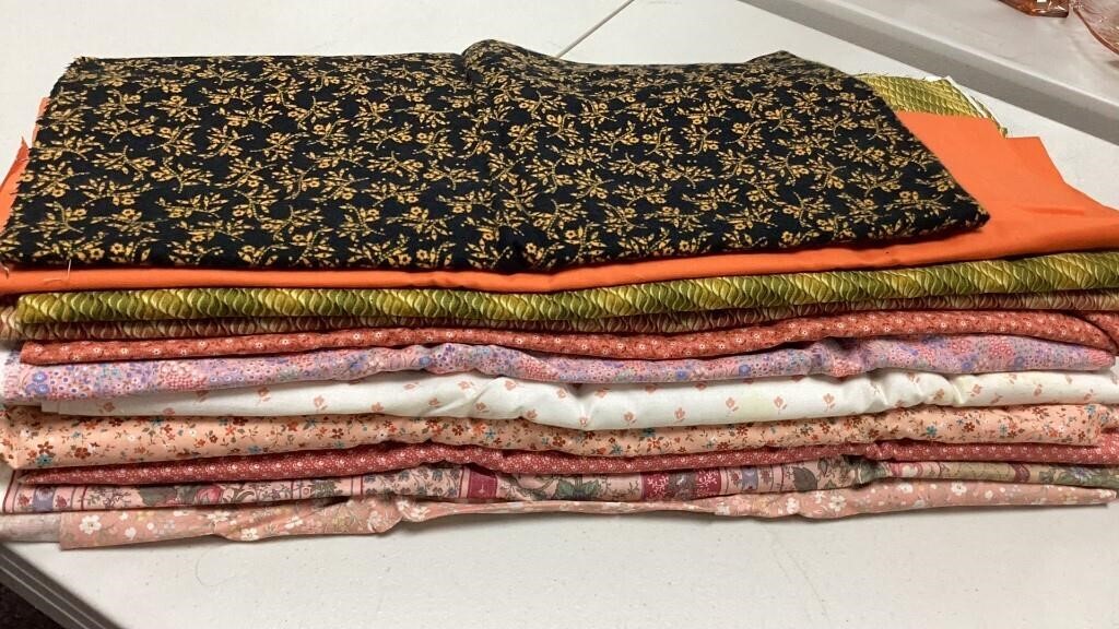 Fabric remnants, assorted lengths and prints