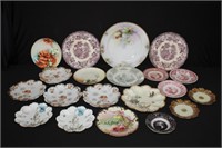 Large group of Collectible, Handpainted Plates;