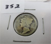 1916-D Mercury silver dime, Key Date, good