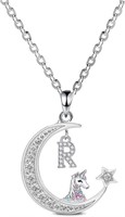 14k Gold-pl .75ct White Topaz Initial "r" Necklace