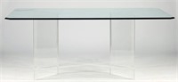 Modern Lucite and Glass Dining Table