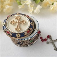 (5) FASHIONCRAFT Golden Cross Rosary Box - 2.75”