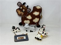 Cows, salt and pepper  shakers, magnet, wooden