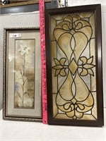 (2) Framed Picture and Stained Glass Home Decor