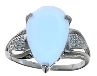 Pear Cut 3.20 ct White Coral & Diamond Ring