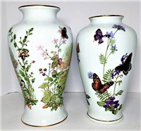 Franklin Porcelain Butterfly Vases - Lot of 2