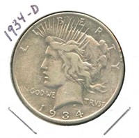 1934-D Peace Silver Dollar