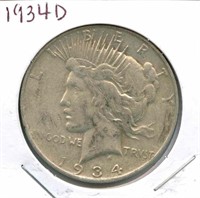 1934-D Peace Silver Dollar