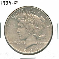 1934-D Peace Silver Dollar