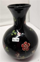 Black Vase HP Floral 7" Tall by L. Everson