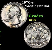 Proof 1970-s Washington Quarter 25c Grades GEM++ P