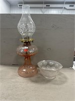 Vtg Depression Glass Type Oil Lamp
