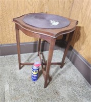 Antique Walnut lamp stand table veneer on top