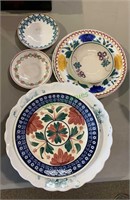 12 matching antique plates with six other