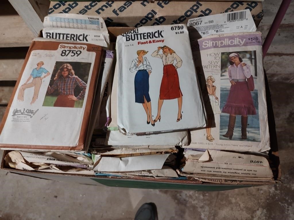 Box Full of Vintage Sewing Patterns