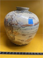 Asian Pot, Hand Painted, 14" Tall, wide