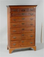 NE Maple Fan Carved Chippendale Tall Chest