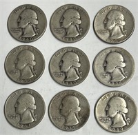 1930's-50's Washington Quarters 90% Silver Content
