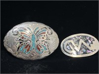 Turquoise & MOP Inlaid Butterfly Belt Buckle and