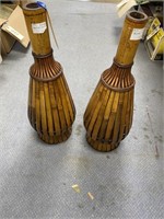 2 Rattan Bottle Vases 23"H