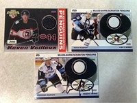 3 Autographed Cards W/Jersey Pieces