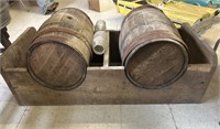 (2) Wood Keg Barrels w/Base,