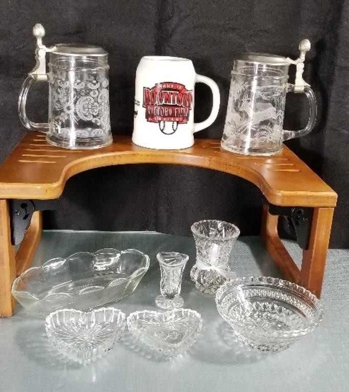 2-German Glass Steins w/ Etching,  Victory