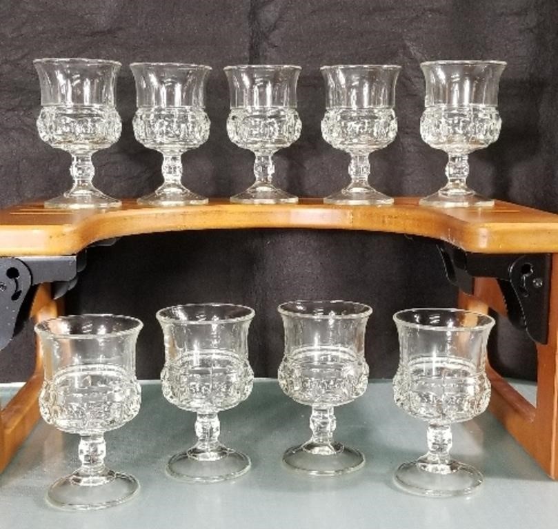 9-Tiffin Clear Glass Kings Crown Thumbprint