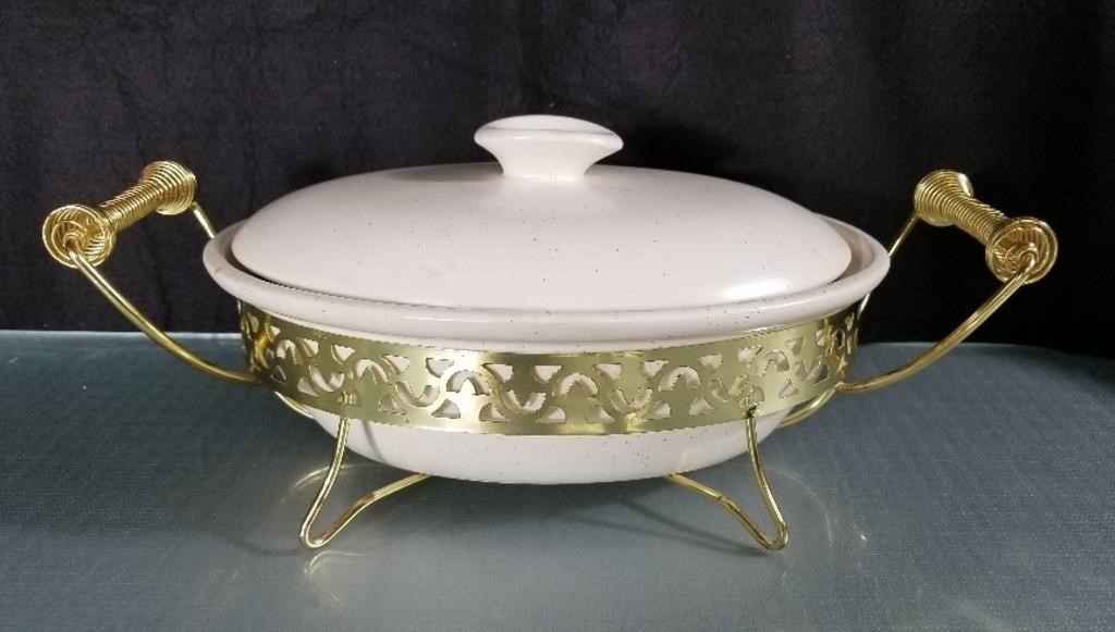 Vintage Bauer Covered Casserole Dish With