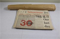 Final Issues - Wrapped Toronto Telegram Newspaper