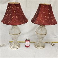 Pair Of Vintage 1980's Glass Table Lamps