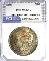 1886 Morgan PCI MS-66+ Iridescent Toning