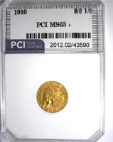 1910 Gold $2.50 PCI MS-63+ LISTS FOR $2000