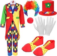 Size M - Yahenda 7 Pcs Clown Costume Set Includes