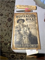 BUFFALO BILL COLLECTIBLE KNIFE AND PICTURE ON WOOD